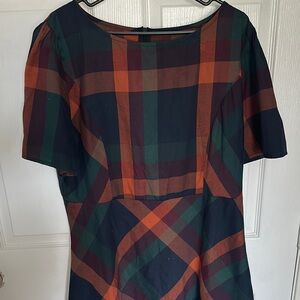 Plaid Dress with Orange and Green Accents